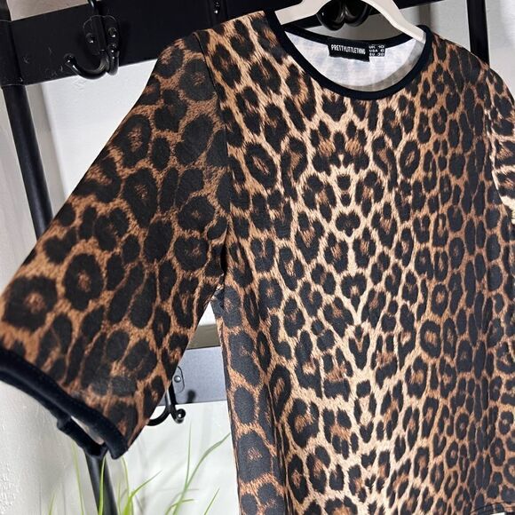 Pretty little thing tan leopard tee shirt size 6 - Picture 7 of 12